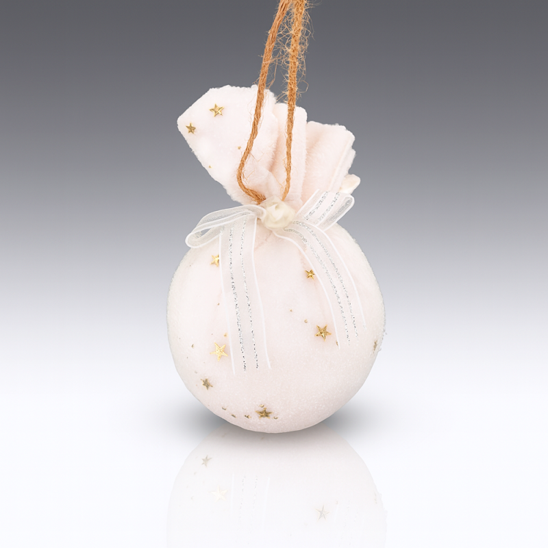 Pack de 3 boules de Noël 7cm motif étoiles dorées - Blanc