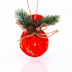 Pack de 3 bolas de navidad de 7 cm con motivo de renos - Rojo