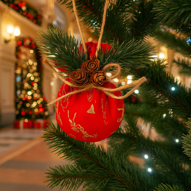 Pack de 3 bolas de navidad de 7 cm con motivo de renos - Rojo