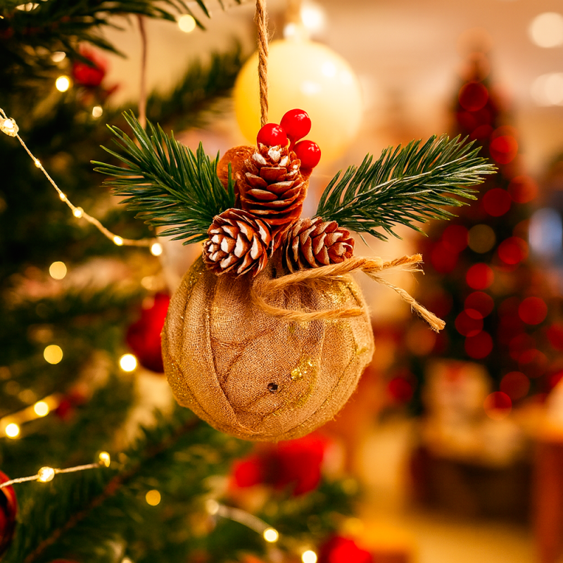 Pack de 3 bolas de navidad de 7 cm - Beige oscuro