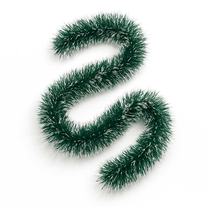 Guirnalda de navidad tipo boa ancha de 14 cm - Verde abeto y blanco