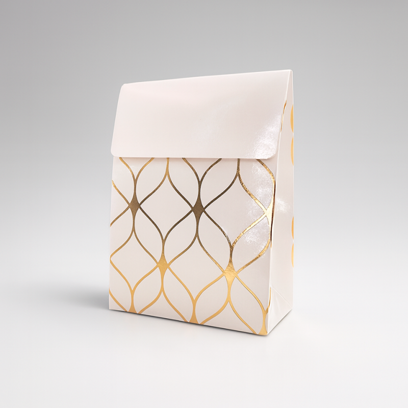 2 cajas de regalo plegables blancas con solapa y motivo arabesco 9,5 x 6,5 x 16 cm