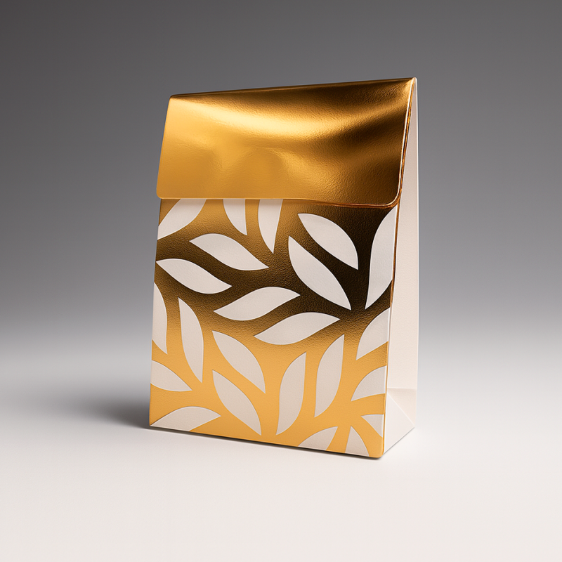 2 cajas de regalo plegables blancas con solapa y estampado de hojas, 9,5 x 6,5 x 16 cm