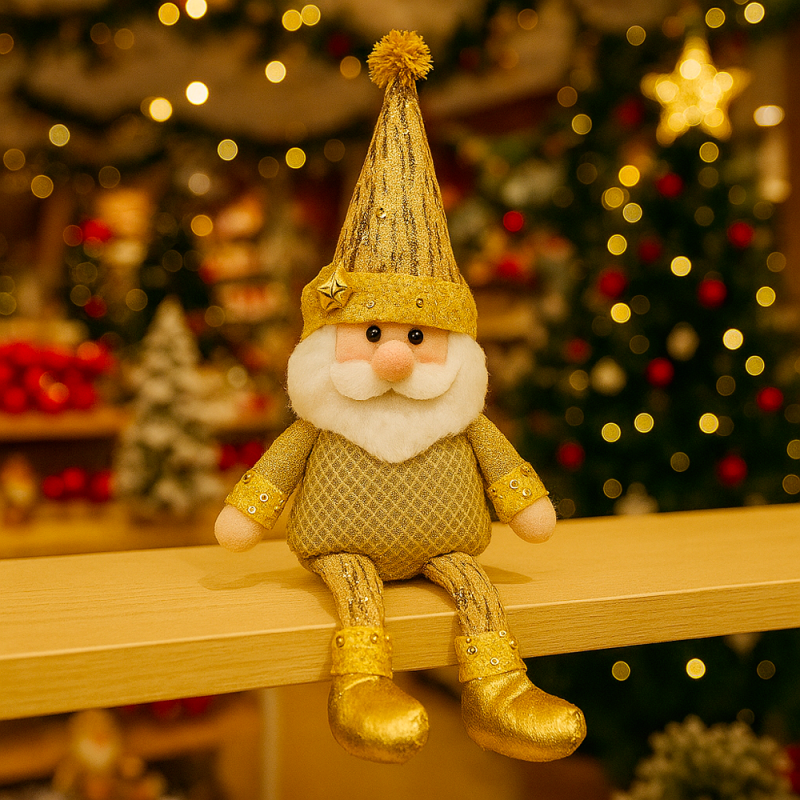 Peluche decorativo dorado para árbol de navidad Papá Noel