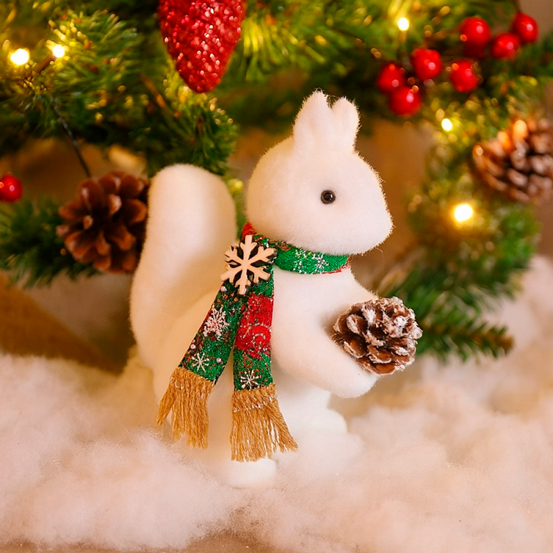 Ardilla polar de navidad con bufanda roja y verde