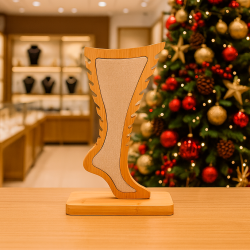 Expositor de madera para cadenas de tobillo con 10 ranuras - Algodón beige