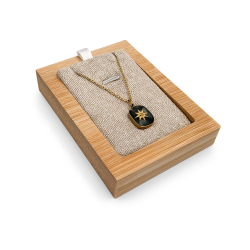 Mini bandeja de madera para collar individual - Algodón beige natural