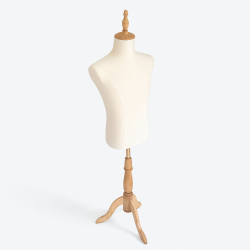 Busto de costura de hombre de algodón crudo y pie de madera