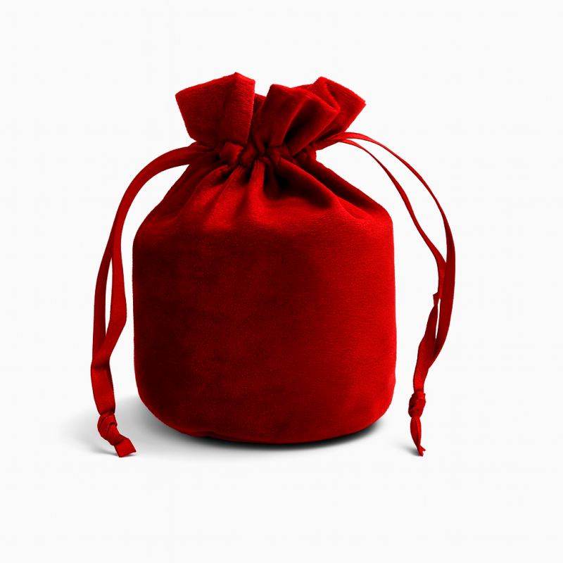 Lote de 10 bolsas de terciopelo con cierre de cordones, 14 x 15 + 9 cm - Rojo burdeos