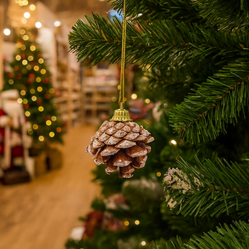 Lote de 6 piñas decorativas de 3,5 cm para el árbol de Navidad