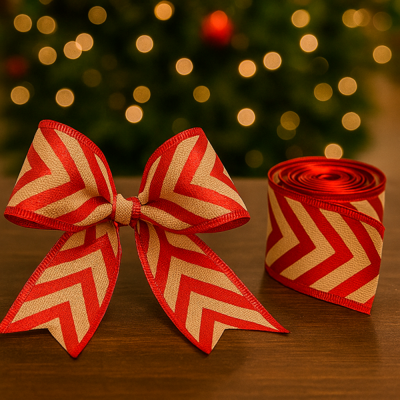 Cinta de decoración de navidad con motivo geométrico rojo brillante