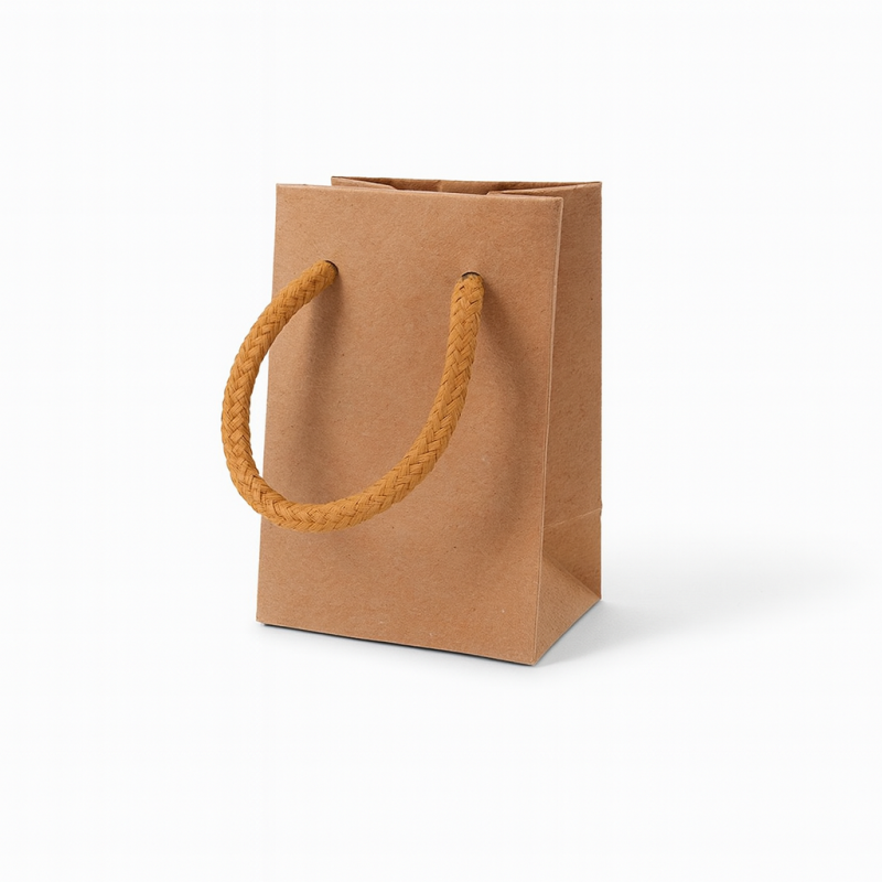 Mini bolsa de regalo de papel kraft marrón natural 6x5x9 cm - se vende por 12