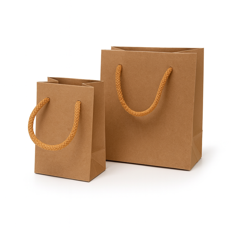 Bolsa de regalo de papel kraft marrón natural 10 x 6 x 11 cm, vendida en lotes de 12