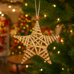 Pequeña estrella de 5 puntas de mimbre 15x15 cm - natural
