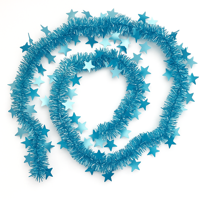 Guirnalda de navidad de estrellas de 5 cm - azul cielo