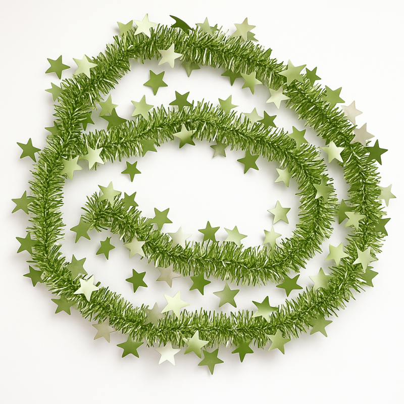 Guirnalda de navidad de estrellas de 5 cm - verde almendra