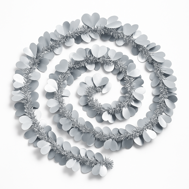 Guirnalda de navidad con corazones de 5 cm - plateada