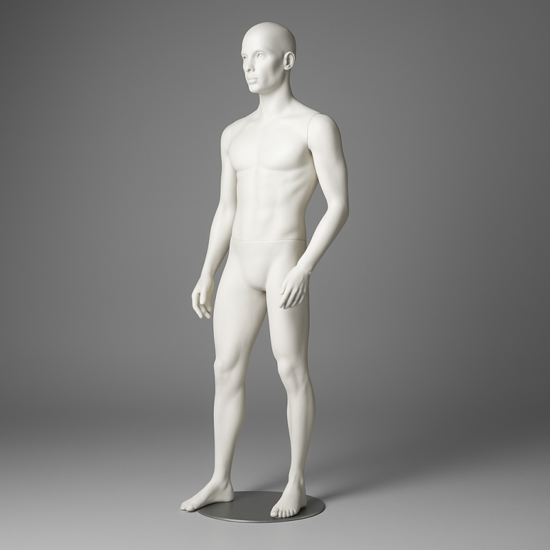 Maniquí de vitrina de hombre, maniquí de hombre con cara de resina blanca