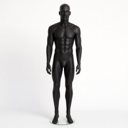 Maniquí de tienda para hombre con rostro de resina negra