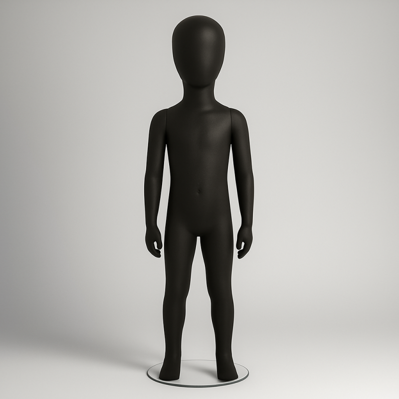 Maniquí de vitrina infantil, maniquí infantil sin cara de resina negra