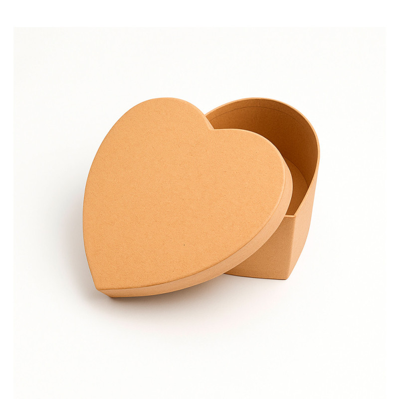 Caja pequeña con forma de corazón de cartón kraft marrón, caja pequeña en forma de corazón