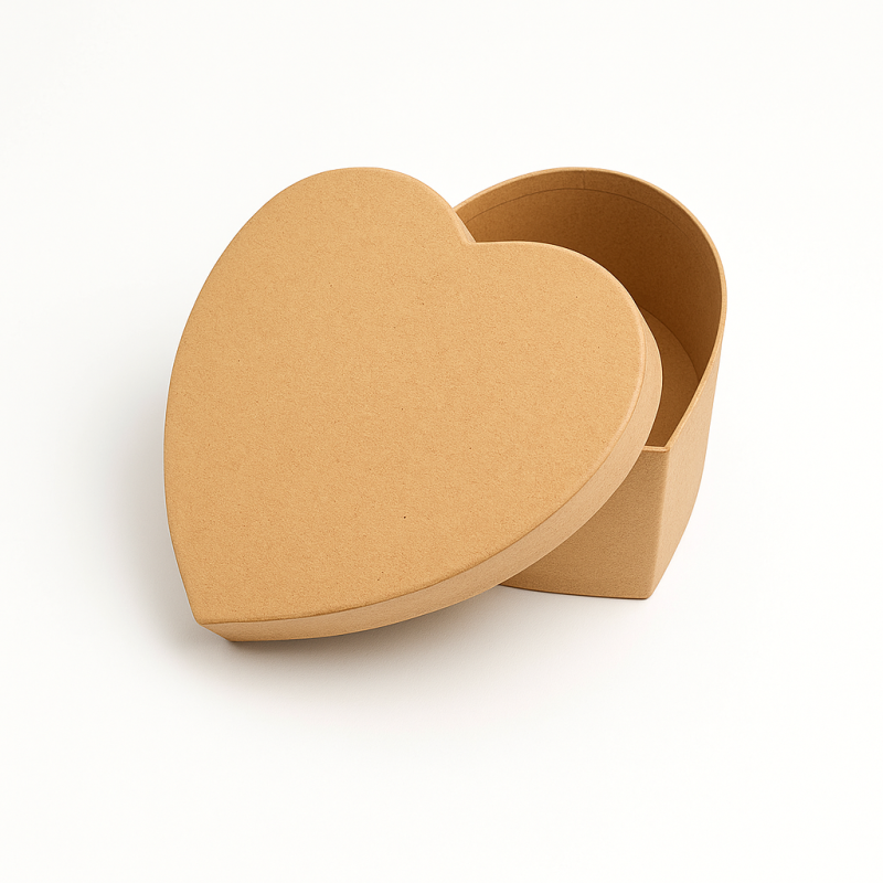 Caja grande con forma de corazón de cartón kraft marrón - 22 x 20 x 9 cm