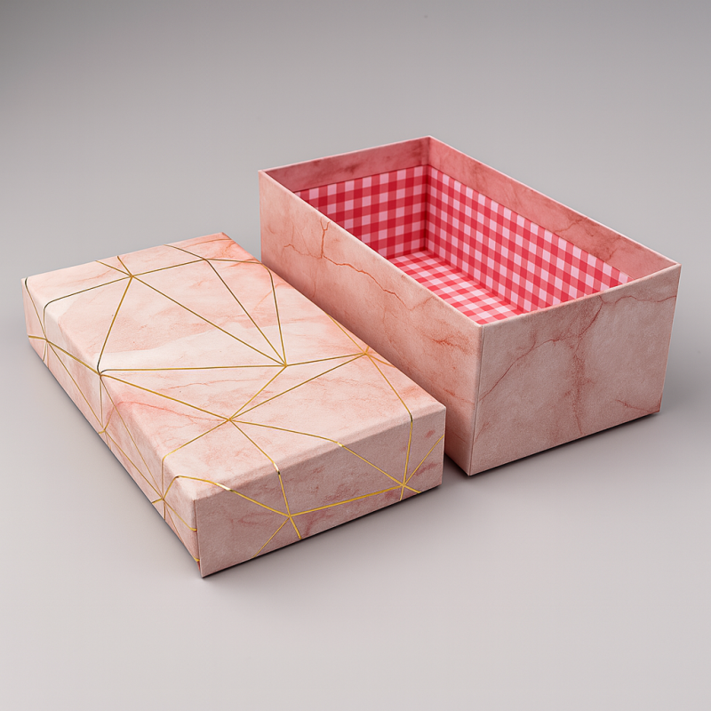 2 cajas de regalo rectangulares rosa confeti marmolado 14,5 x 8,5 x 5 cm