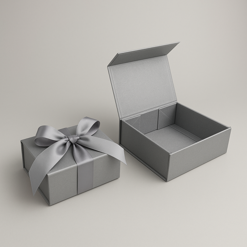 Caja de regalo grande rígida plegable 18x25x10cm - Plata
