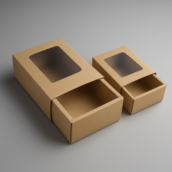 12 cajas de regalo plegables con ventana de 14 x 10 x 5 cm - kraft