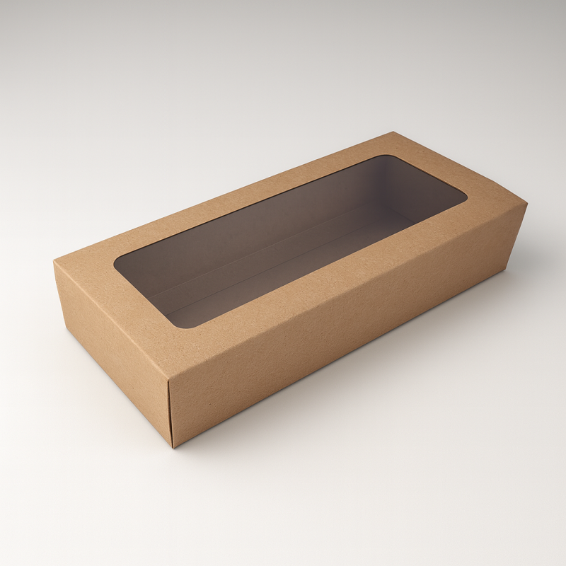 Cofre grande plegable con ventana, cofre vacío de papel kraft