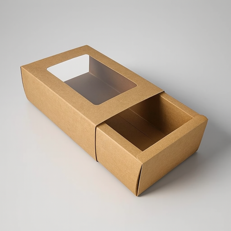 12 cajas de regalo plegables con ventana de 14 x 10 x 5 cm - kraft