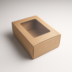 12 cajas de regalo plegables con ventana de 14 x 10 x 5 cm - kraft