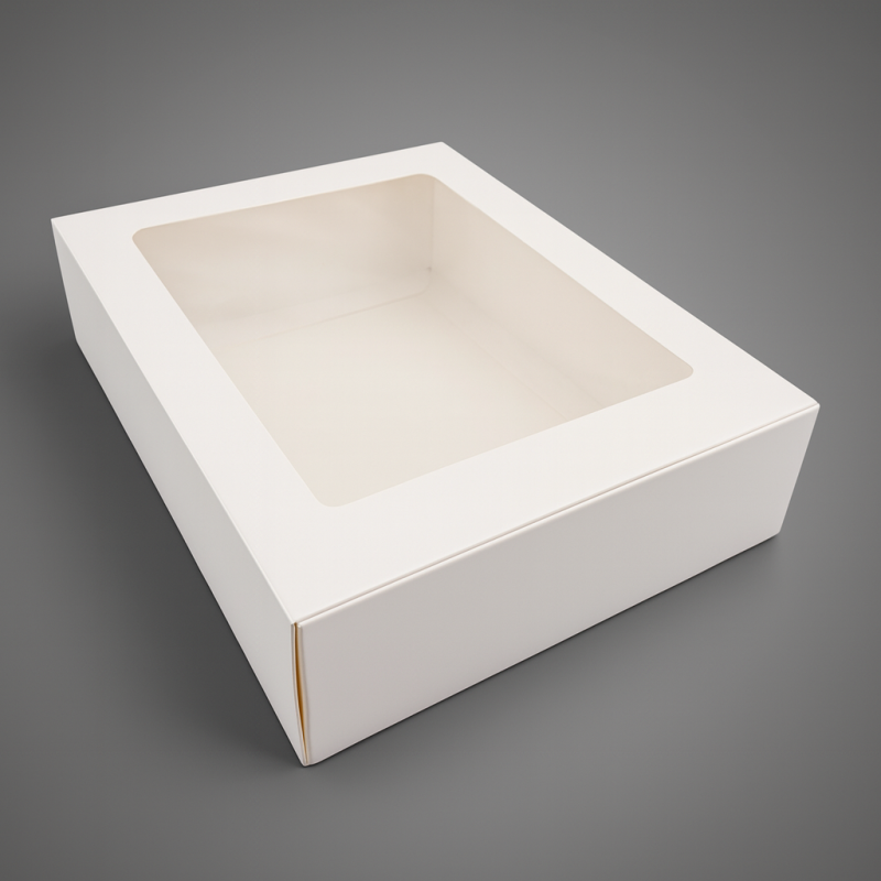 Caja de regalo plegable con ventana, caja de regalo de cartón blanco