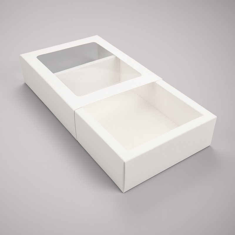 12 cajas de regalo plegables con ventana de 17 x 13 x 5 cm - blanco