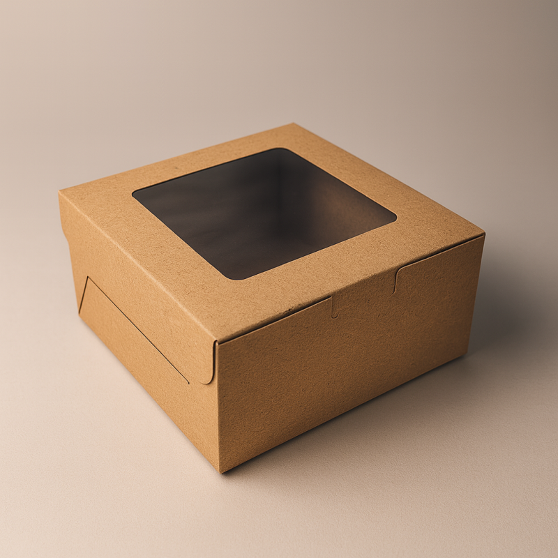 12 cajas con ventana de papel kraft de forma cuadrada para montar - 16 x 16 x 7,5 cm