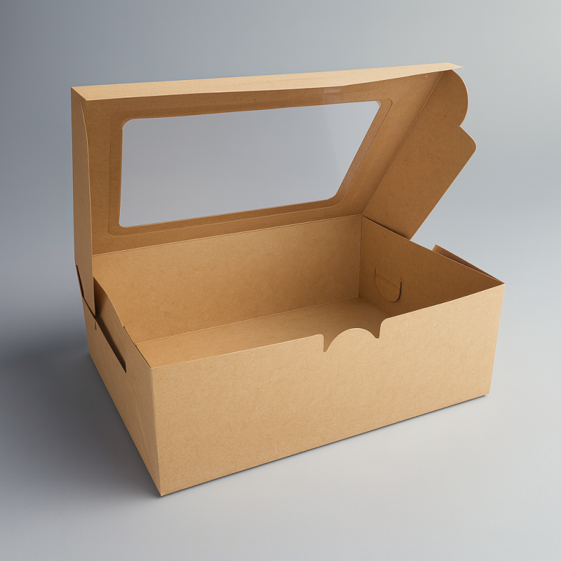 Caja de regalo con ventana de papel kraft marrón natural, caja de regalo para montar