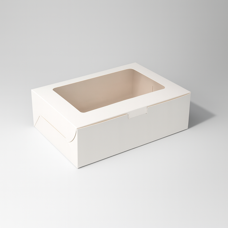 Lote de 12 cajas con ventana de cartón blanco para montar - 24 x 16 x 7,5 cm