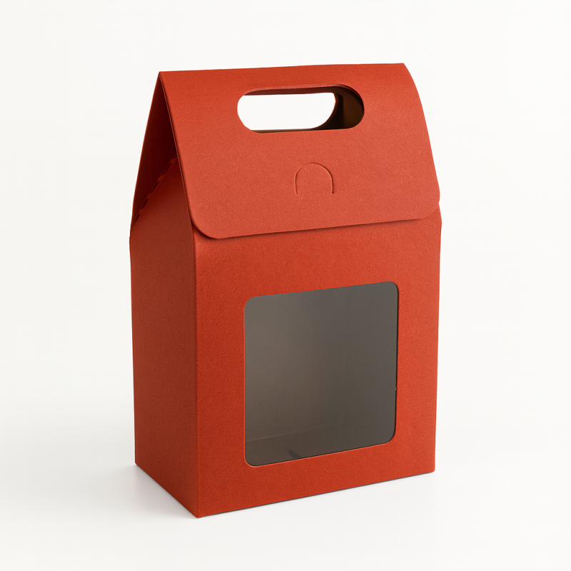 12 cajas de regalo rojas con ventana de 10 x 6 x 15 cm