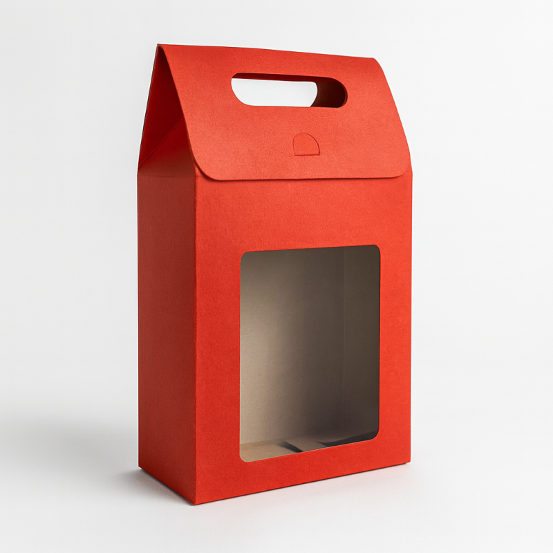 12 cajas de regalo grandes rojas con ventana 16 x 8,5 x 26,5 cm