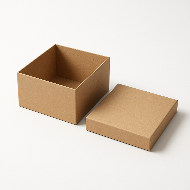 Caja de cartón kraft marrón natural de forma cuadrada - 17,5 x 17,5 x 8 cm