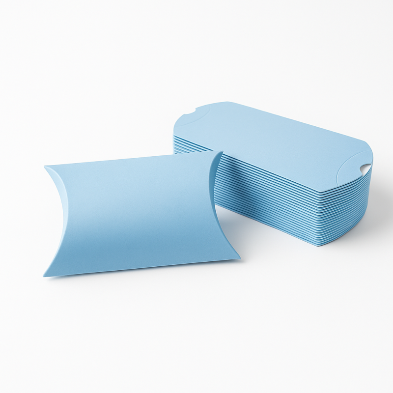 25 cajas de regalo tipo berlingot de cartón laminado azul cielo 11x17x4,5 cm