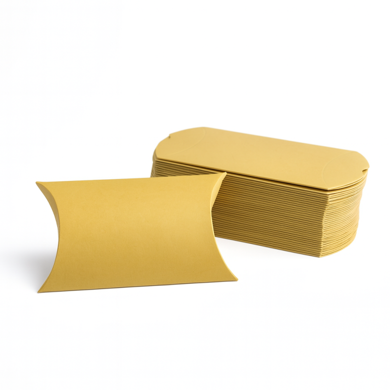 25 bolsitas de regalo piramidales de cartón dorado mate 14x22x5 cm