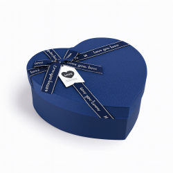 Caja de regalo pequeña con forma de corazón azul noche 13x15x6cm