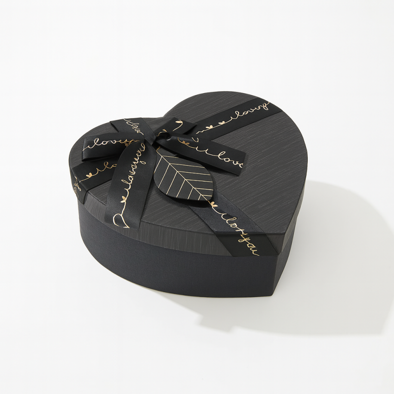 Caja de regalo con forma de corazón de color negro, 15 x 18 x 7,5 cm