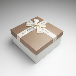 Caja de regalo cuadrada grande bicolor con tapa iridiscente 19x19x9 cm - Dorada
