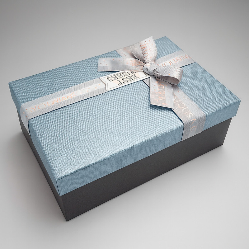 Caja de regalo pequeña bicolor con tapa iridiscente 12x19x7 cm - Plateada