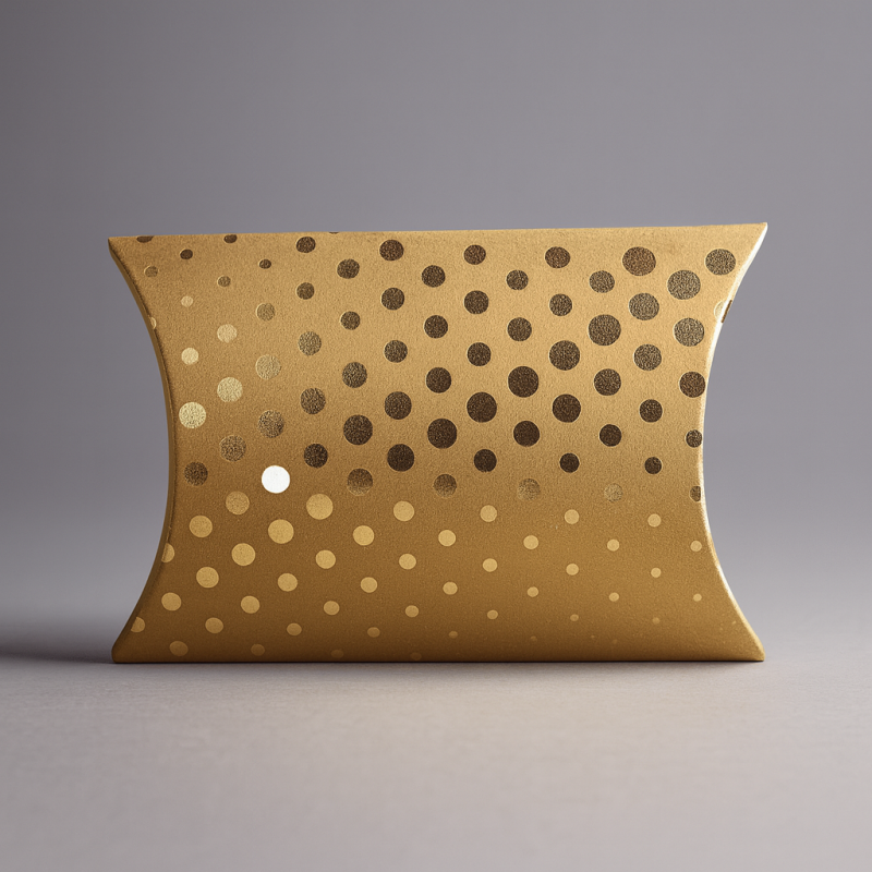6 bolsitas piramidales de papel kraft con estampado de lunares dorados 12x20x5 cm