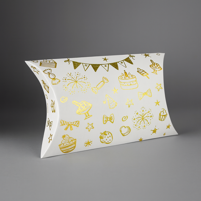 6 cajas de regalo piramidales blancas con motivos dorados de cumpleaños, 12 x 20 x 5 cm