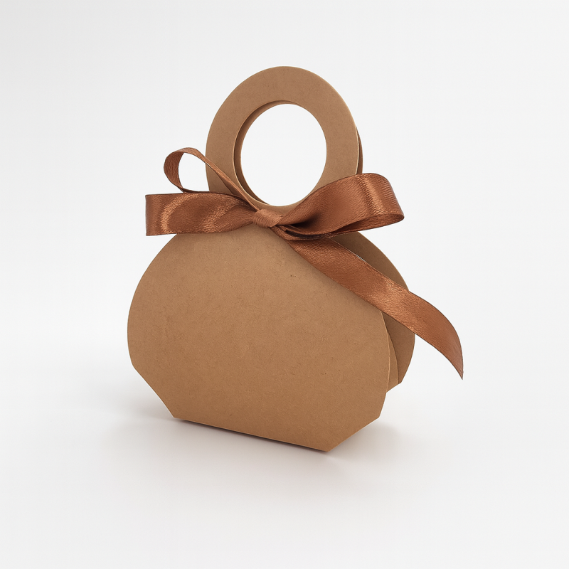 12 cajas de regalo con forma de mini bolso 10 x 3,5 x 13 cm - Kraft