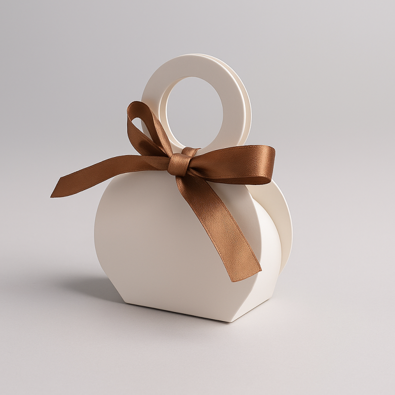 12 pequeñas cajas de regalo con forma de mini bolsa de mano 10x3,5x13 cm - Blanco